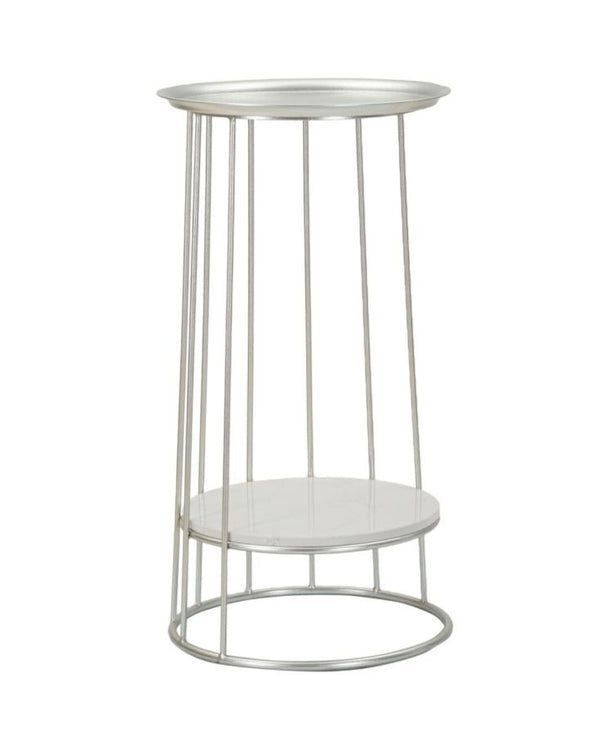 Taula de centre de metall platejat Ø 40x76 cm