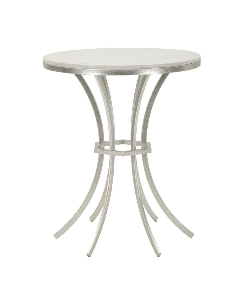 Mesa de centro de metal plateado y mármol, ø 56x68 cm
