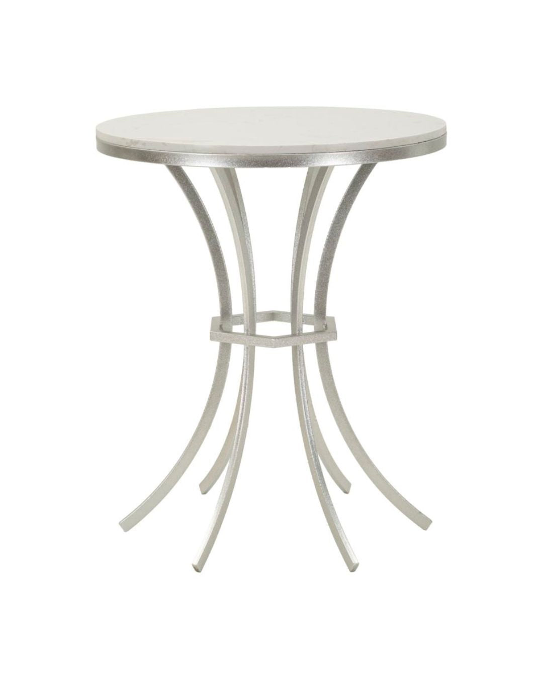 Mesa de centro de metal plateado y mármol, ø 56x68 cm