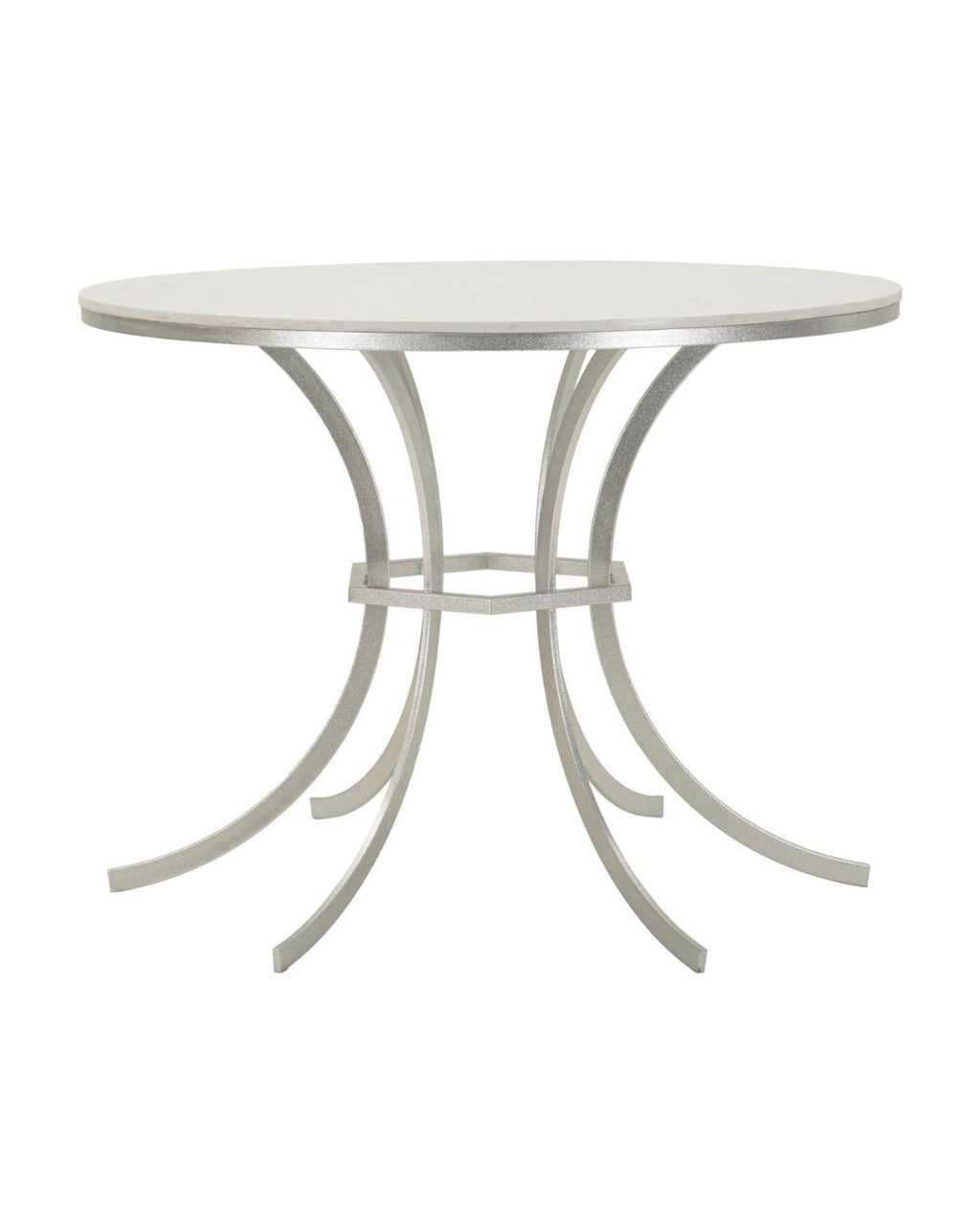 Mesa de comedor de metal plateado y mármol, ø 100x76,5 cm