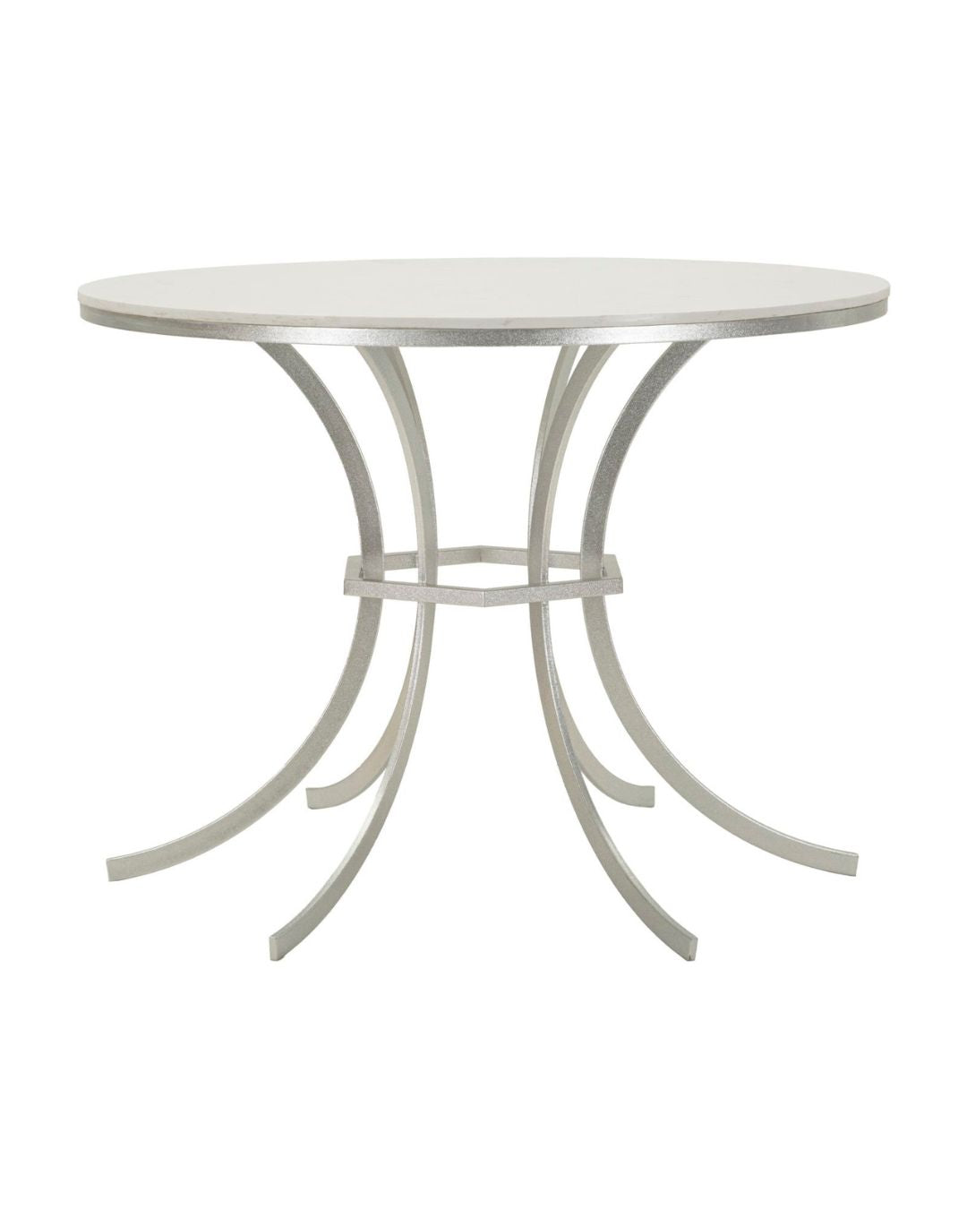 Mesa de comedor de metal plateado y mármol, ø 100x76,5 cm