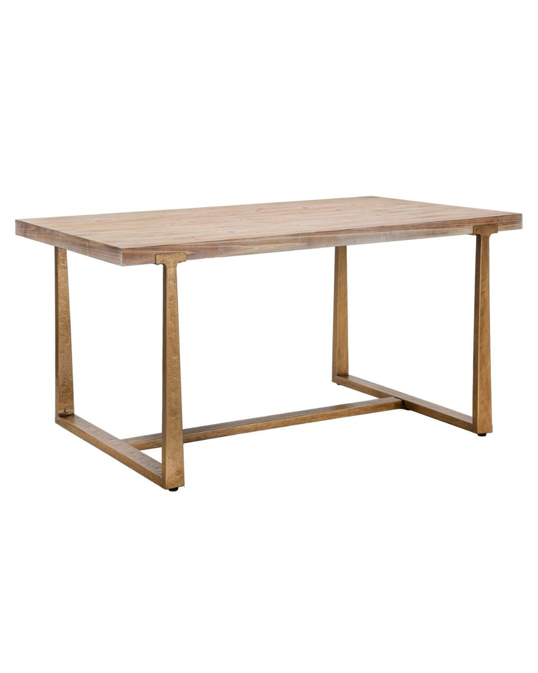 Mesa rectangular de madera y metal marrón, 150x90x78 cm.