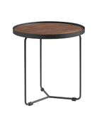 Mesa rincón redonda nogal y acero negro