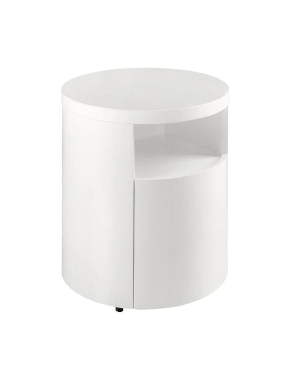 Tauleta de nit rodona de fusta blanca Ø 48x55 cm