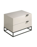 Mesita de noche madera gris y acero negro