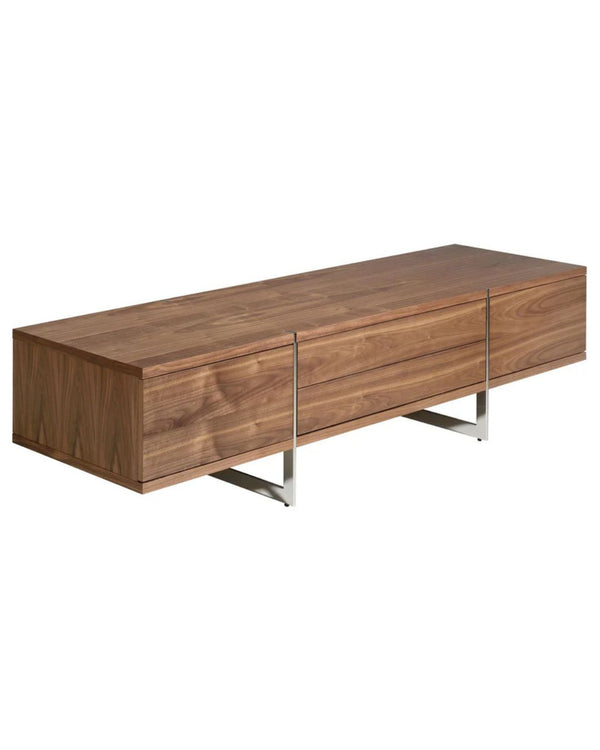 Moble de TV de noguera i acer cromat 180x56x46 cm