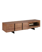 Mueble TV nogal y acero negro con iluminación interior