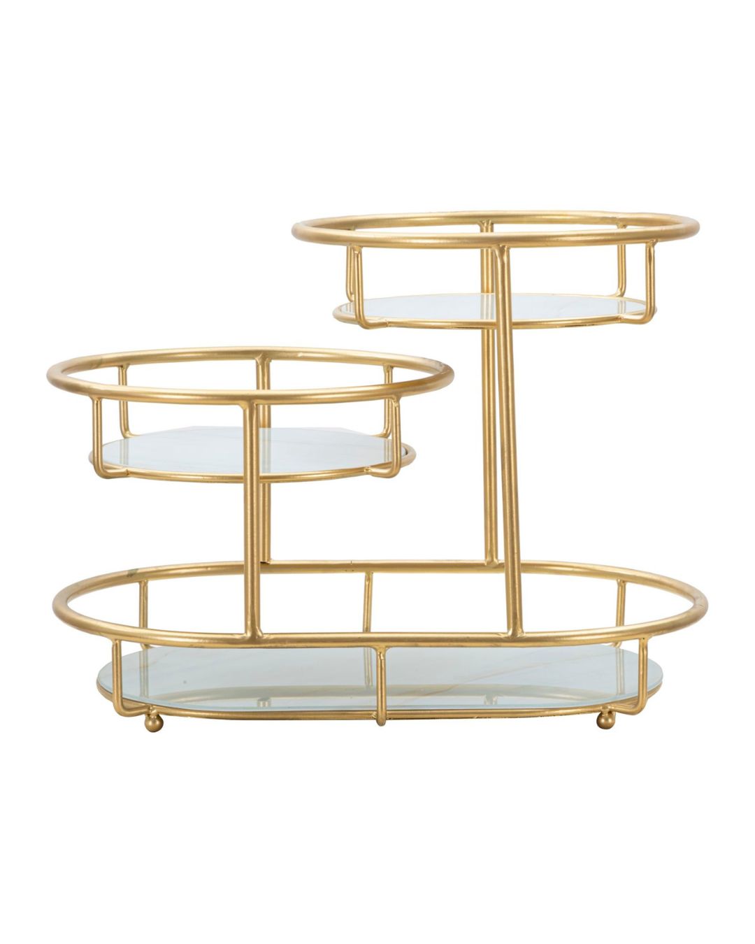 Mueble de almacenamiento de metal dorado con 3 estantes, 36 x 22,5 x 27 cm.
