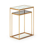 Mesa Auxiliar 40x25x56 / 35x20x46 Metal/Cristal Dorado/Blanco/Negro
