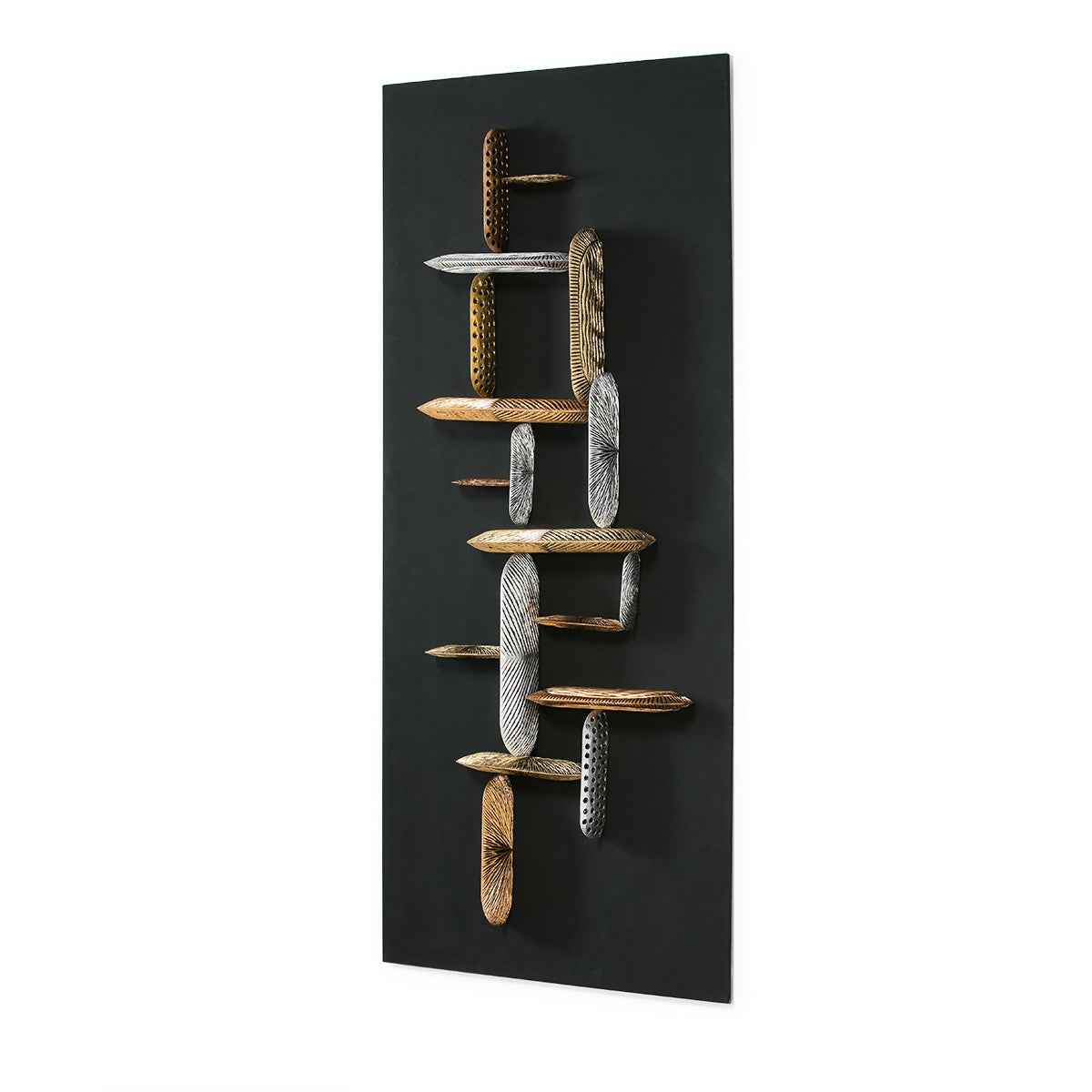 Escultura 80x11x180 Tela Negro/Madera Multicolor