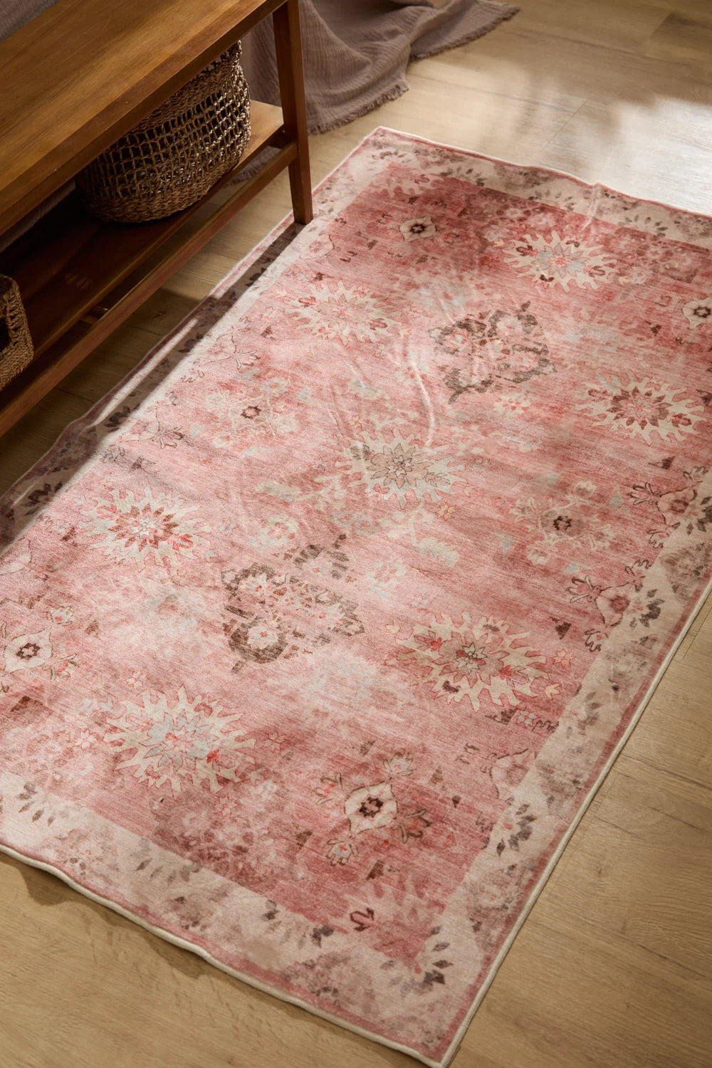 Alfombra de poliéster rosa Ares