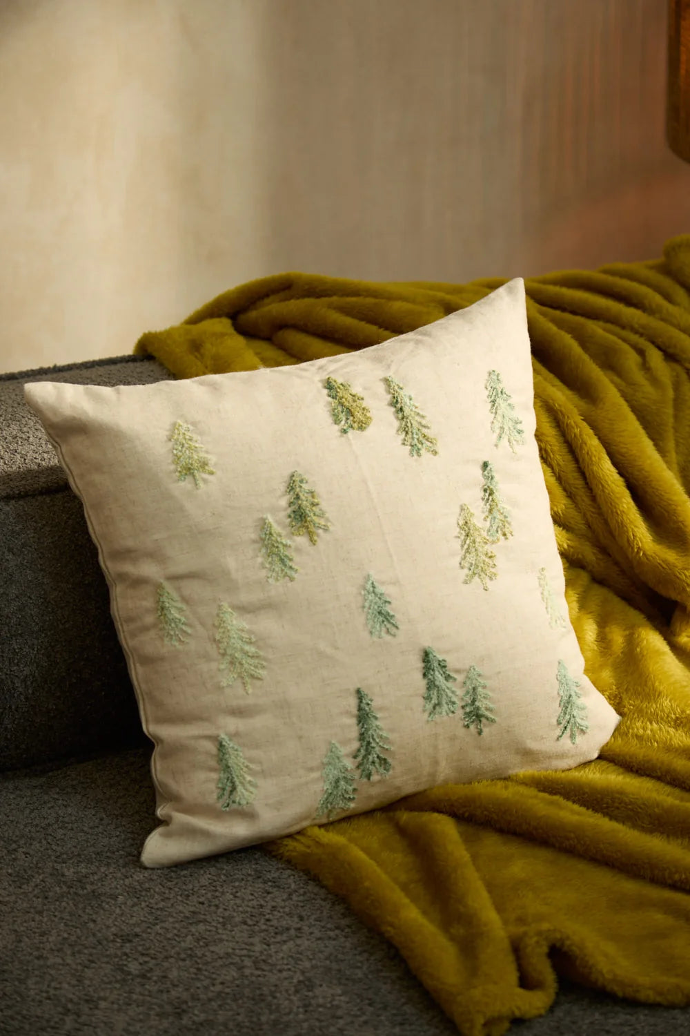 Funda de cojín de viscosa lino piedra Avet