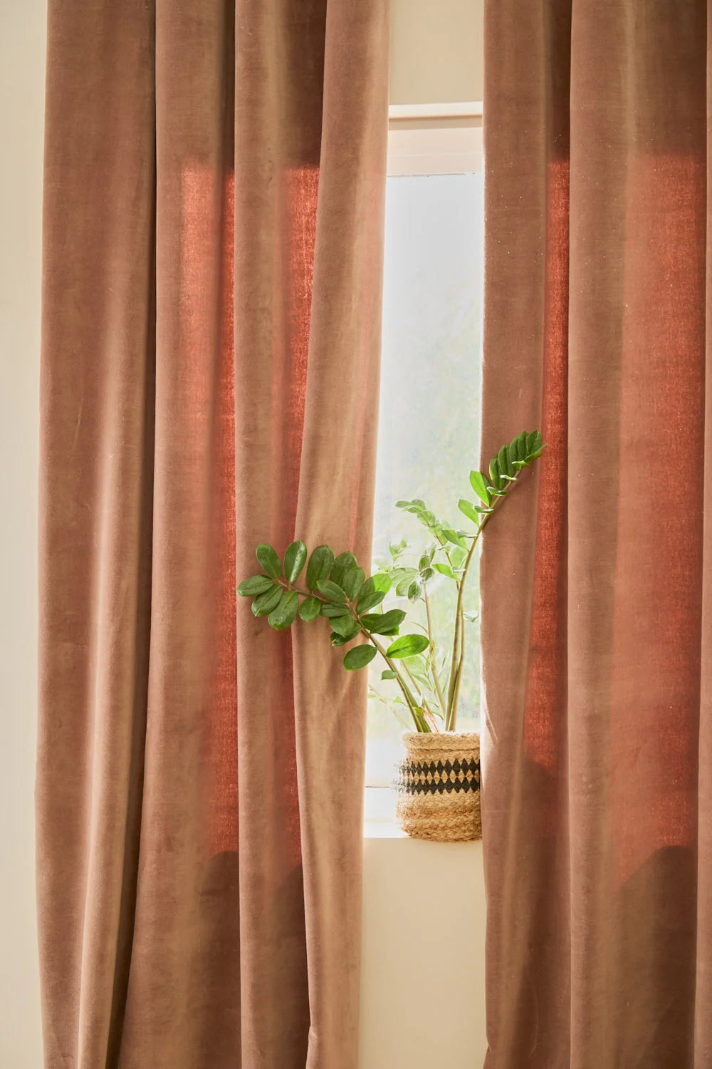 Cortina de algodón rosa Velour