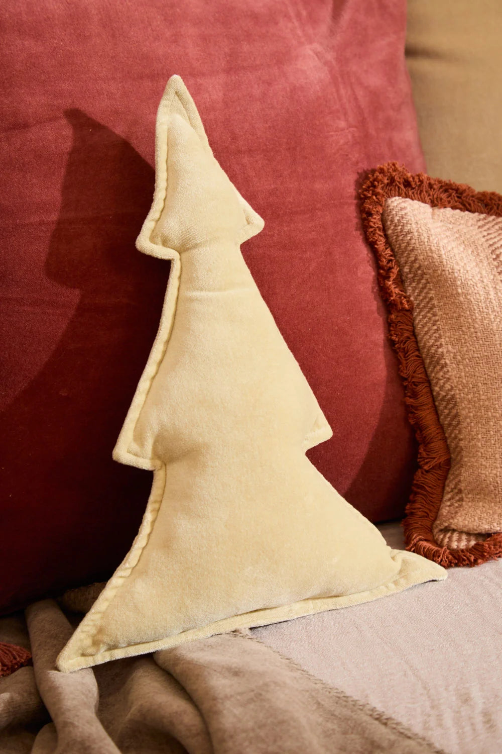 Cojín de Navidad de ext. algodón. int. poliéster crudo Velour