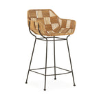 Taburete 52x51x95,50 Metal/Mimbre -- Negro/Natural