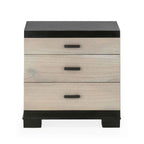 Mesita de Noche 55x40x55 Madera de Cedro/Metal -- Negro/Natural con Pátina Gris