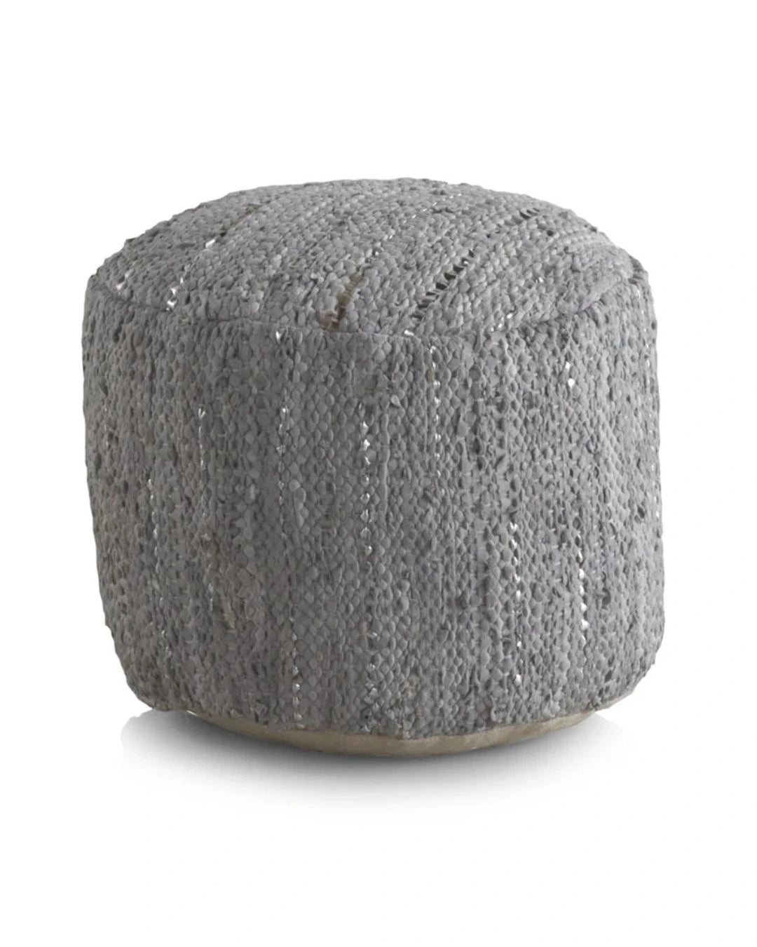 POUF REDONDO PIEL Y ALGODON 45 DIAM. X 35 CM