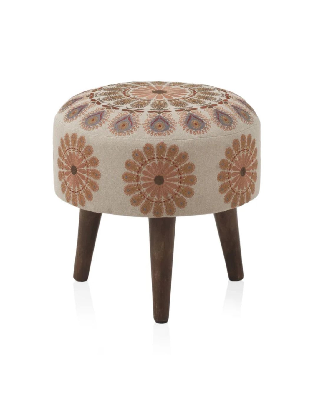 PUFF TAPIZADO ALGODON/POLIESTER PATAS DE MADERA
