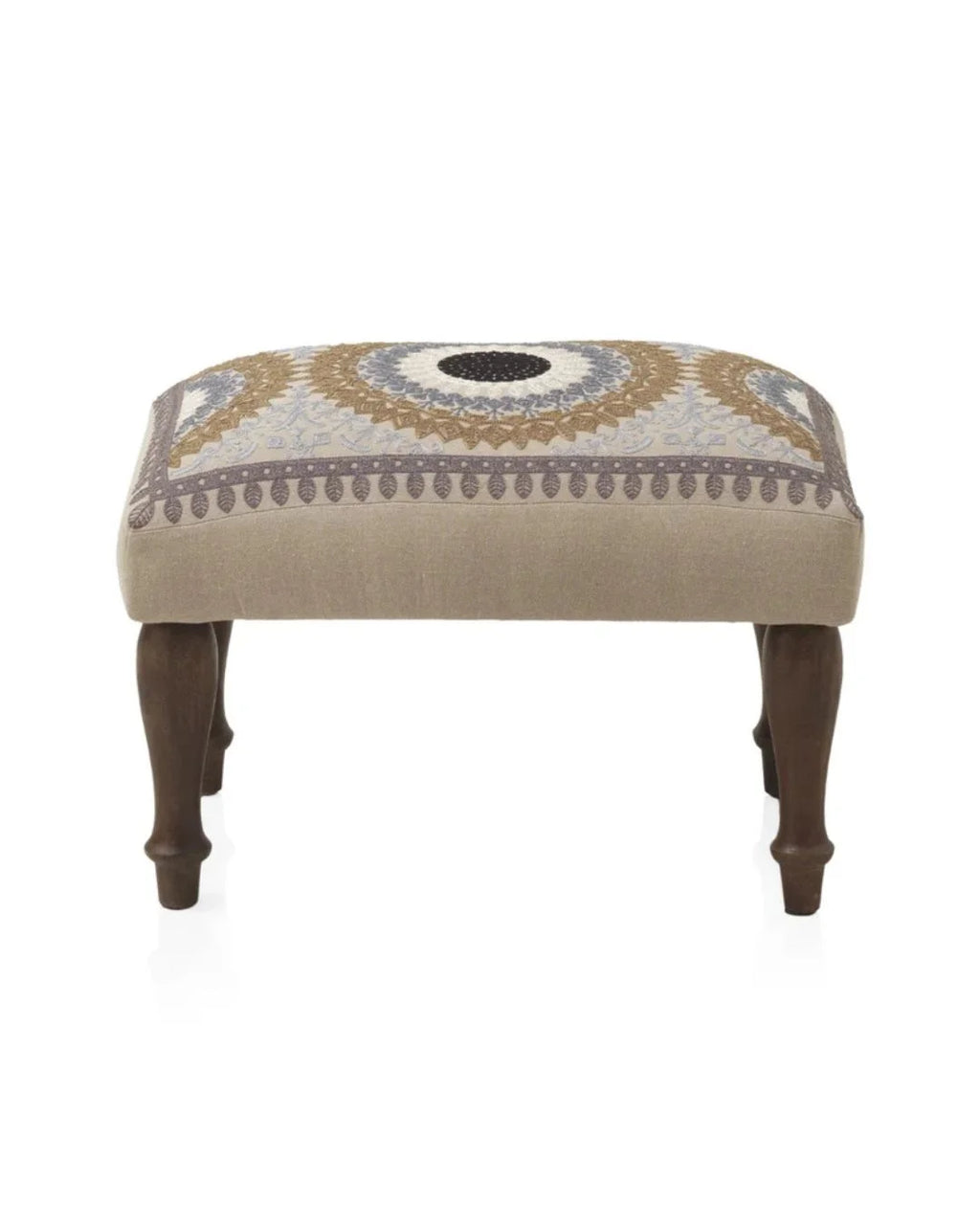 PUFF TAPIZADO ALGODON/POLIESTER PATAS DE MADERA