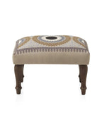 PUFF TAPIZADO ALGODON/POLIESTER PATAS DE MADERA