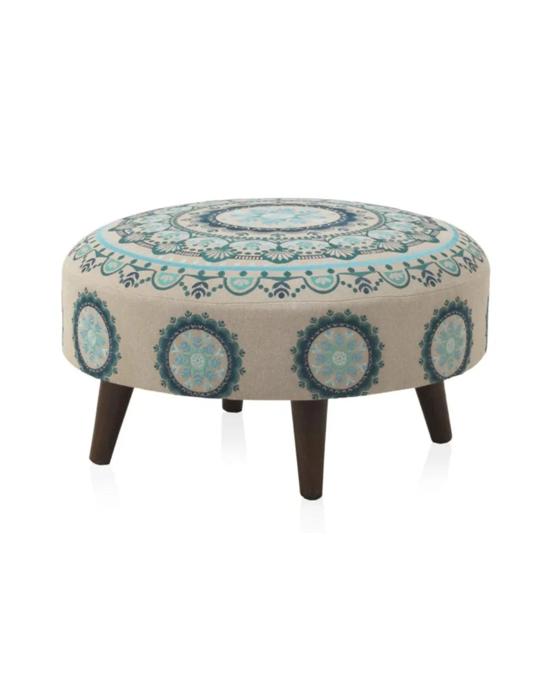 PUFF TAPIZADO ALGODON/POLIESTER PATAS DE MADERA