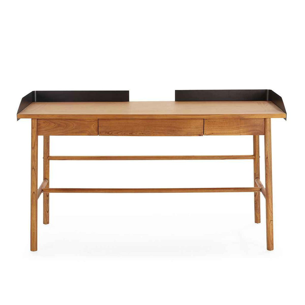 Escritorio 151x60x85 Madera Mindi/Metal Natural/Negro