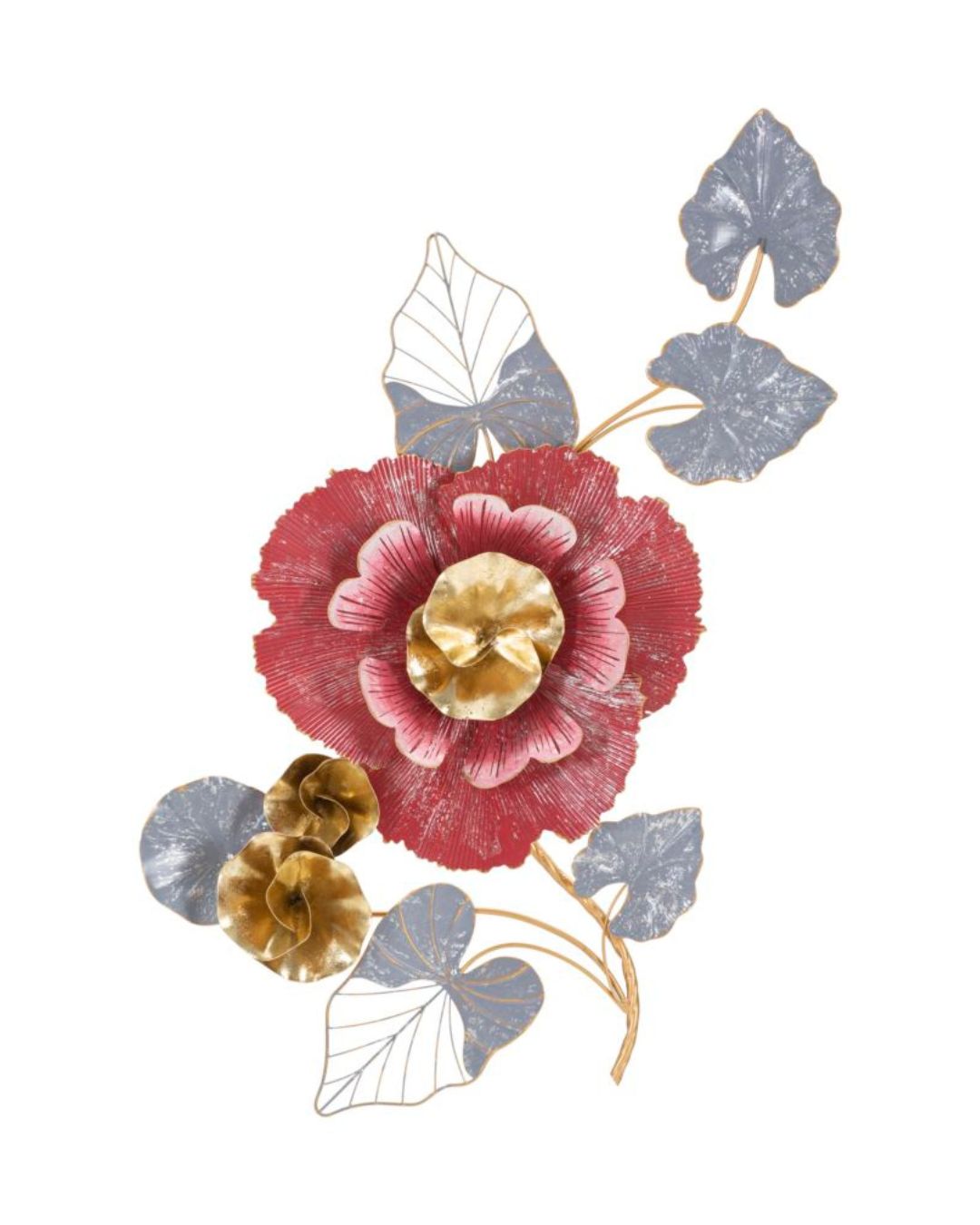 Panel decorativo 3D con flores metálicas multicolores, 61,6 x 9,5 x 111,8 cm