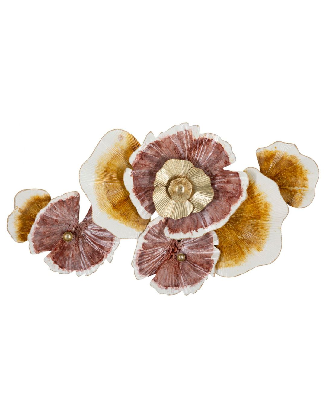 Panel decorativo 3D con flores metálicas multicolores, 92,1 x 8,3 x 51,4 cm