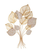 Panel decorativo 3D con hojas de metal dorado, 63x4x85 cm