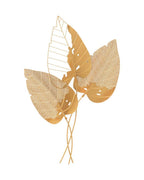 Panel decorativo 3D con hojas en metal dorado, 53x4x84,5 cm