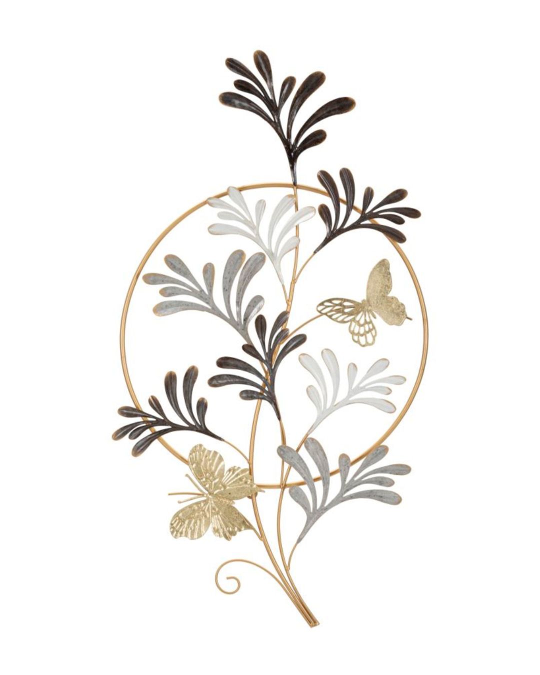 Panel decorativo 3D con hojas metálicas multicolores, 50,2 x 5,1 x 92 cm