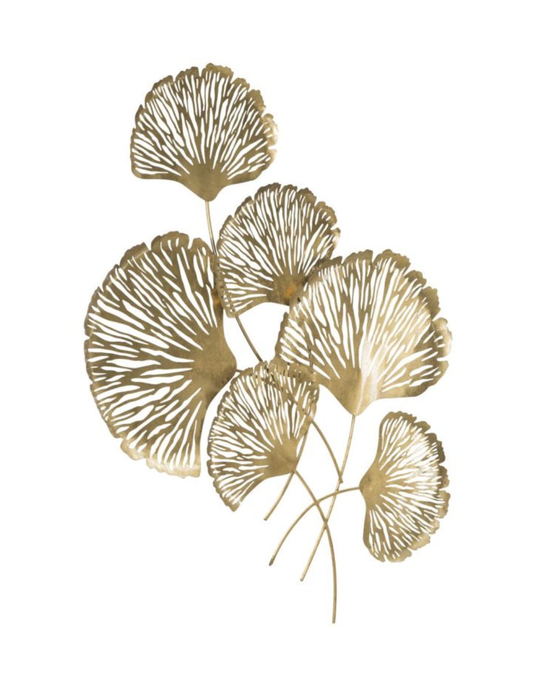 Panel decorativo 3D de metal dorado con hojas, 78 x 5,5 x 101 cm.