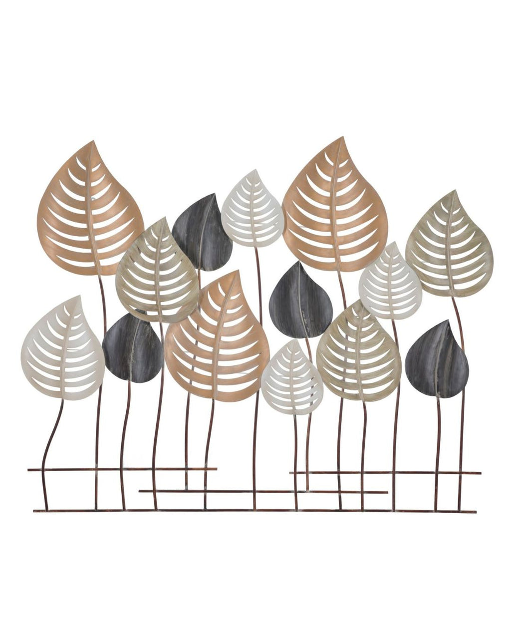 Panel decorativo 3D de metal multicolor, 103,5 x 5 x 84 cm.