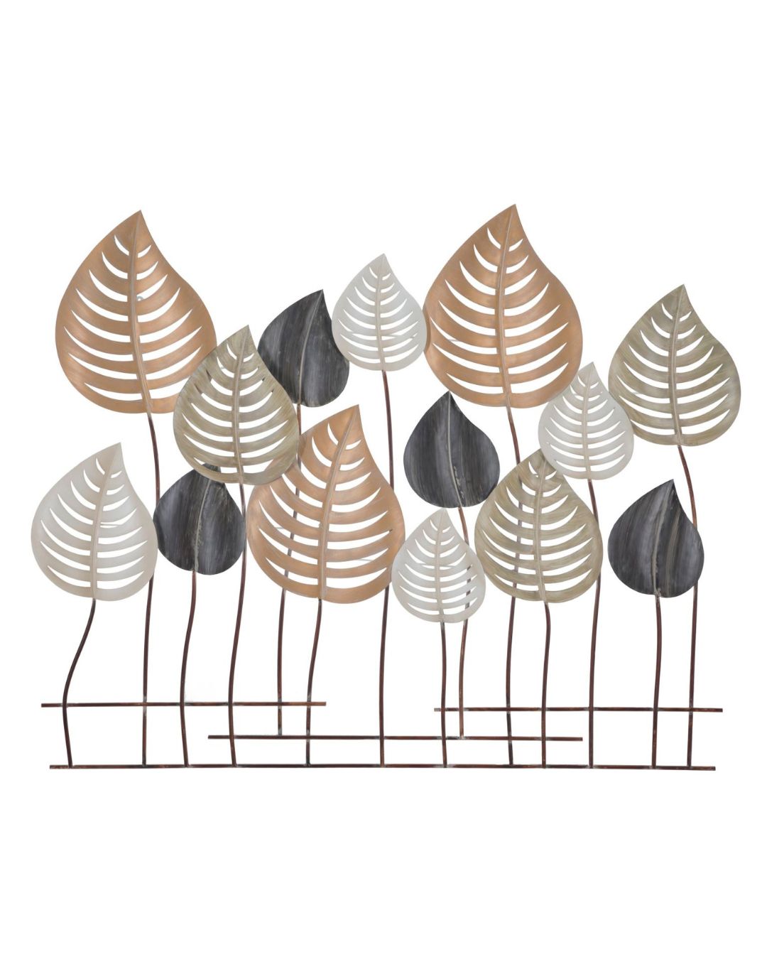 Panel decorativo 3D de metal multicolor, 103,5 x 5 x 84 cm.