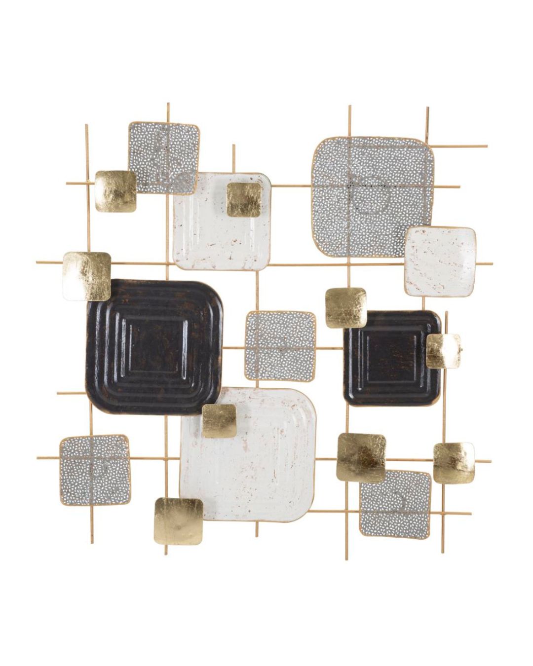 Panel decorativo 3D de metal multicolor, 80x5x80 cm