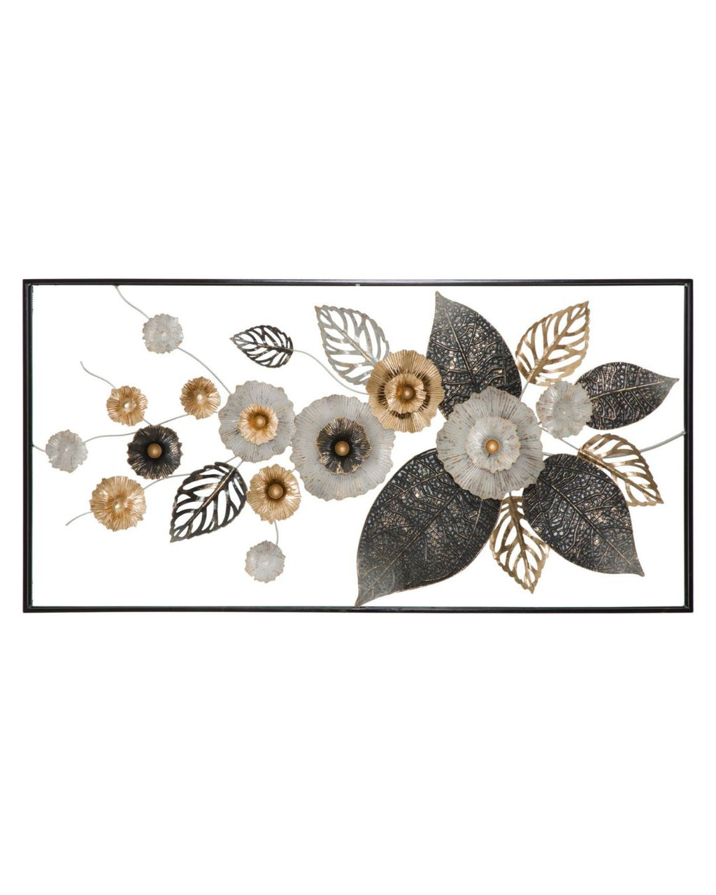 Panel decorativo 3D de metal multicolor de 120x7x59 cm.