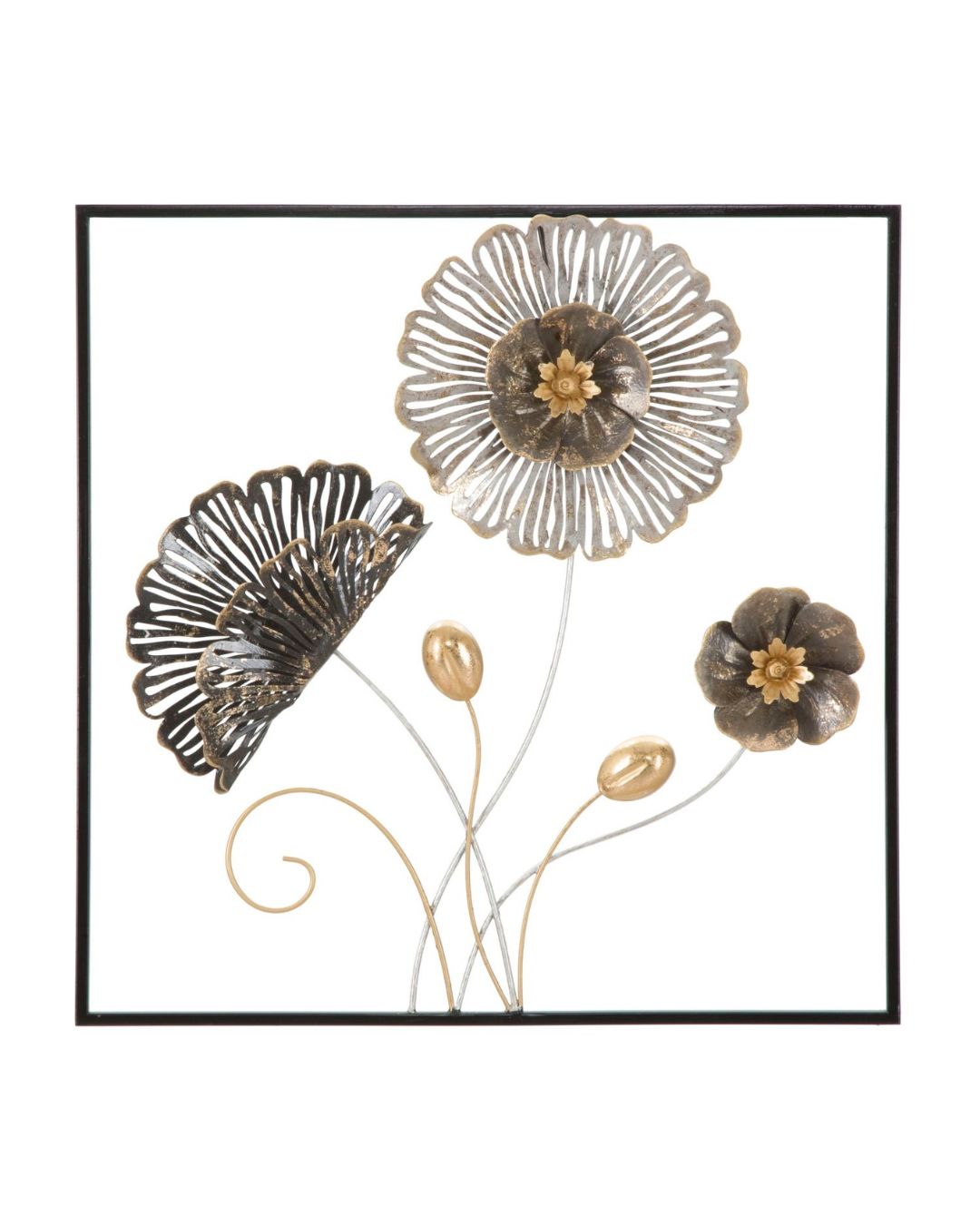 Panel decorativo 3D de metal multicolor de 50 x 5,5 x 50 cm.