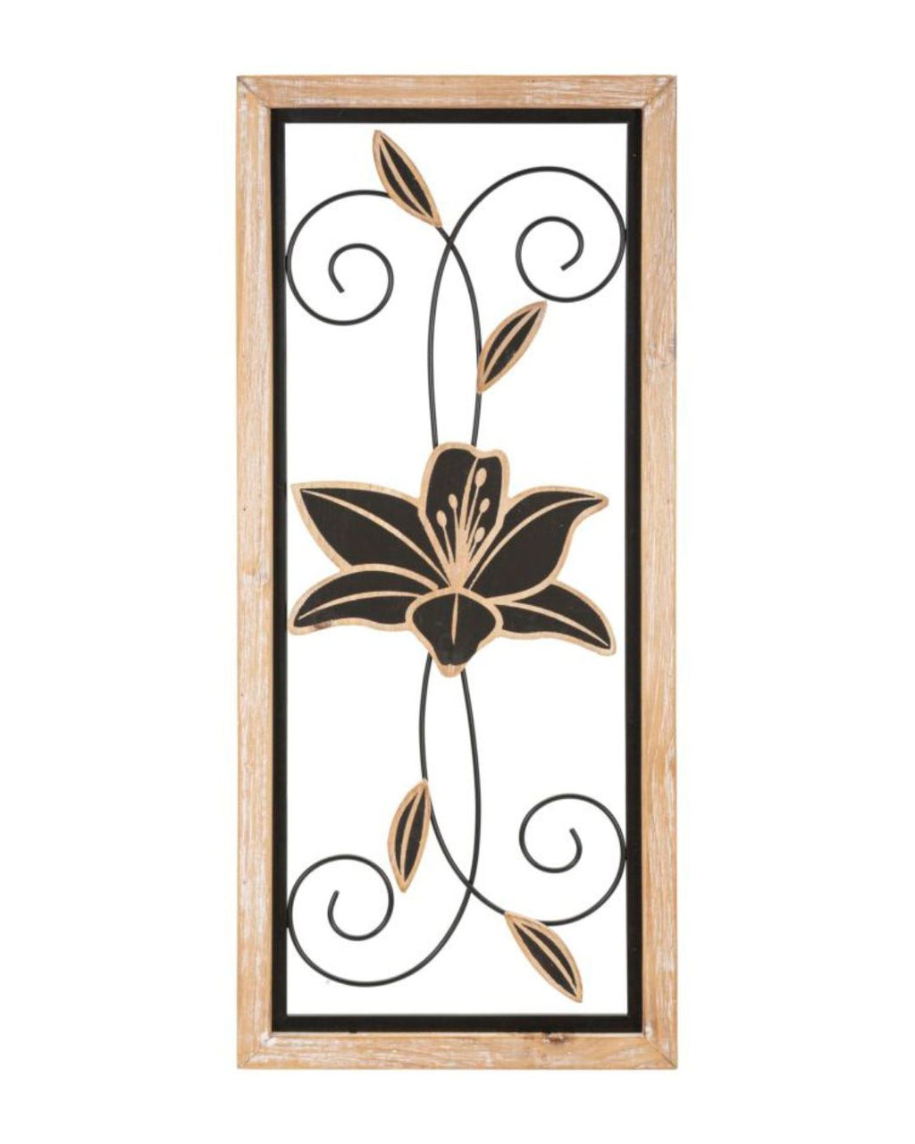 Panel decorativo 3D de metal negro con marco de 26 x 2,5 x 60 cm.