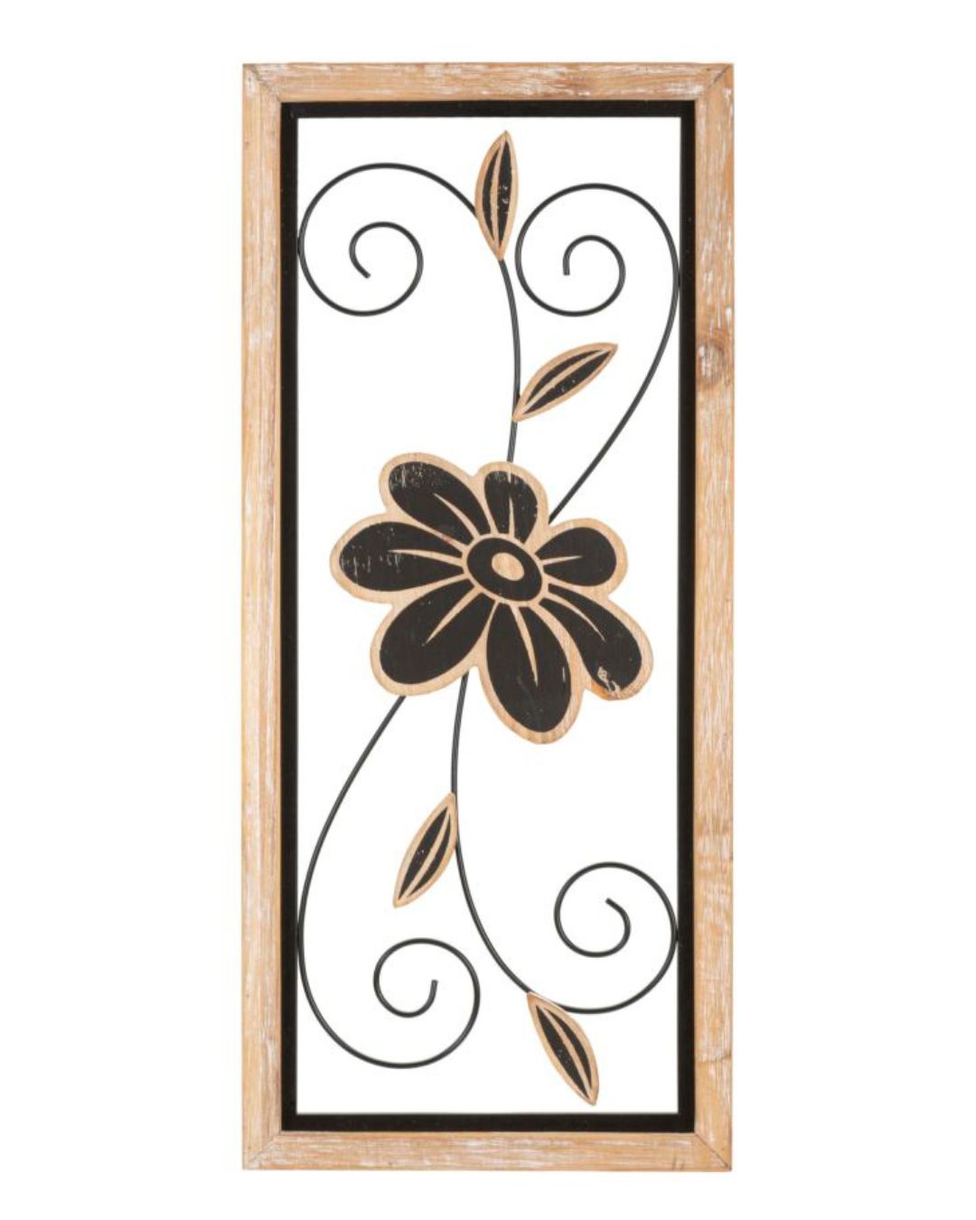 Panel decorativo 3D de metal negro con marco de 26 x 2,5 x 60 cm.
