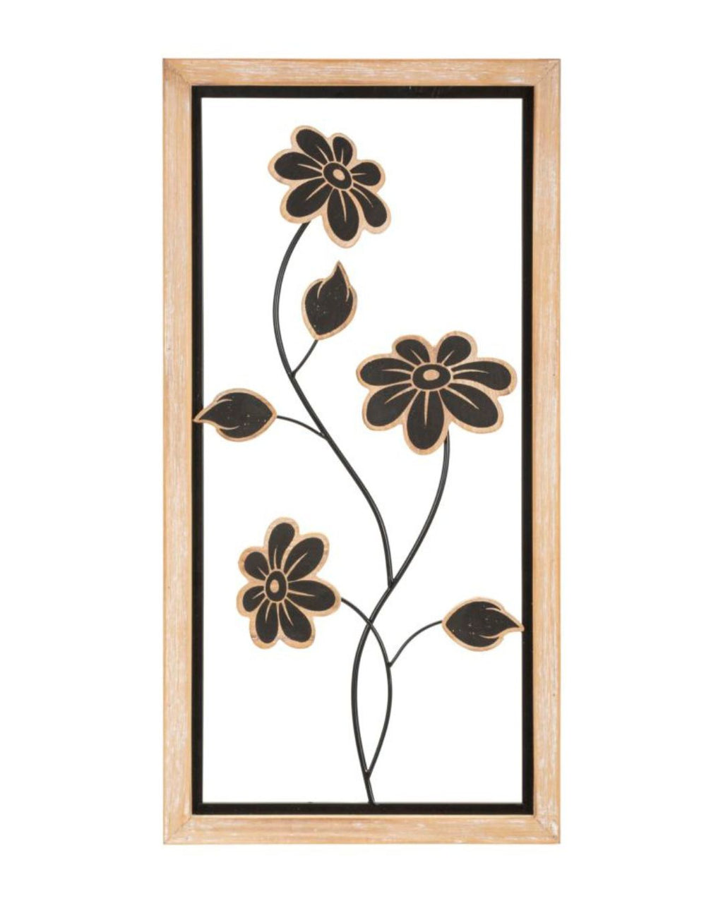 Panel decorativo 3D de metal negro con marco de 30 x 2,5 x 60 cm.
