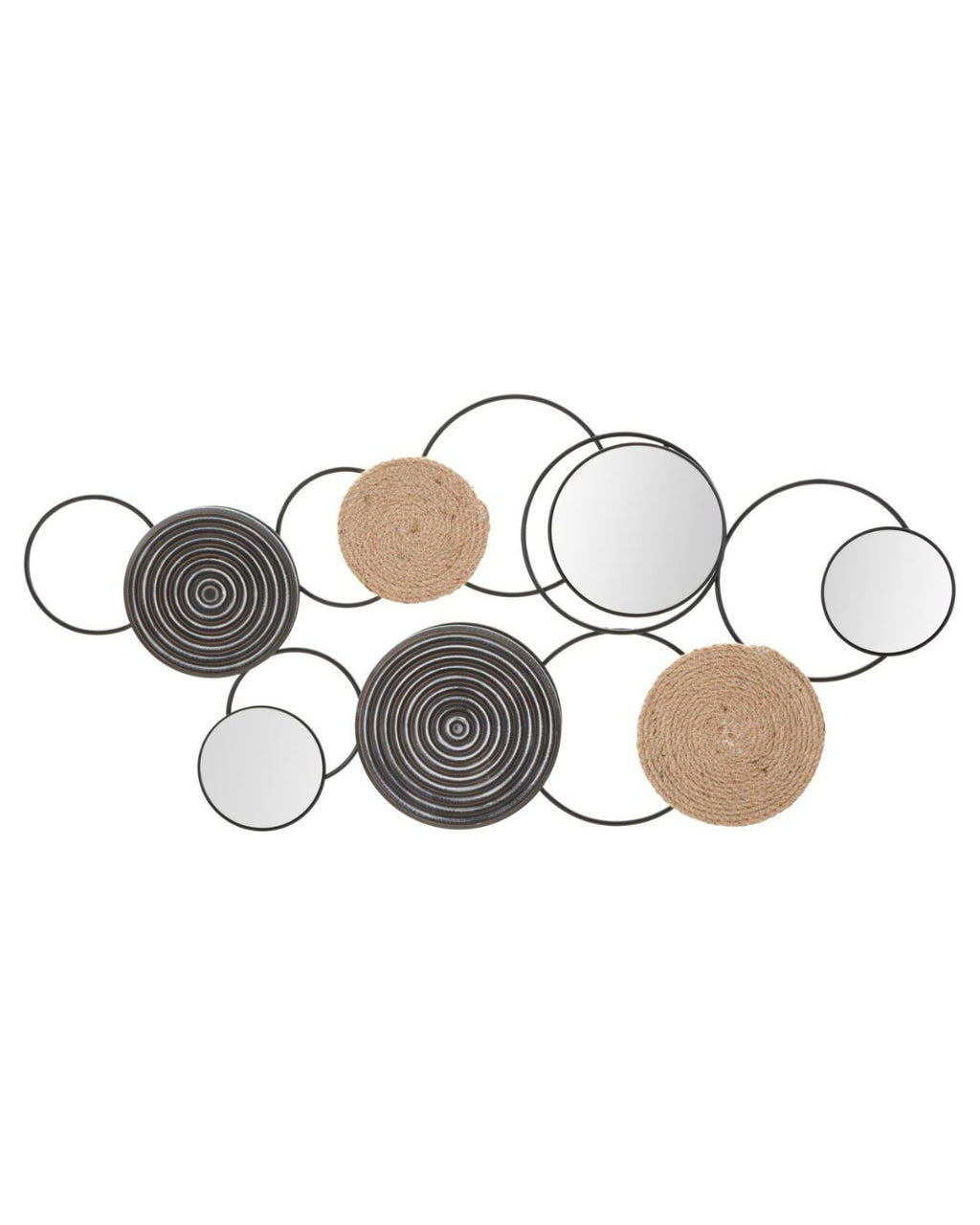 Panel decorativo 3D de metal y madera multicolor de 106,5 x 4,5 x 52 cm.
