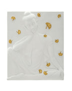 Panel decorativo 3D de resina blanca con forma de Buda, 46 x 5,7 x 55,5 cm.