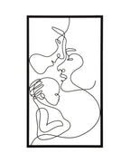 Panel decorativo 3D en metal negro, familia de 40x1,3x70 cm