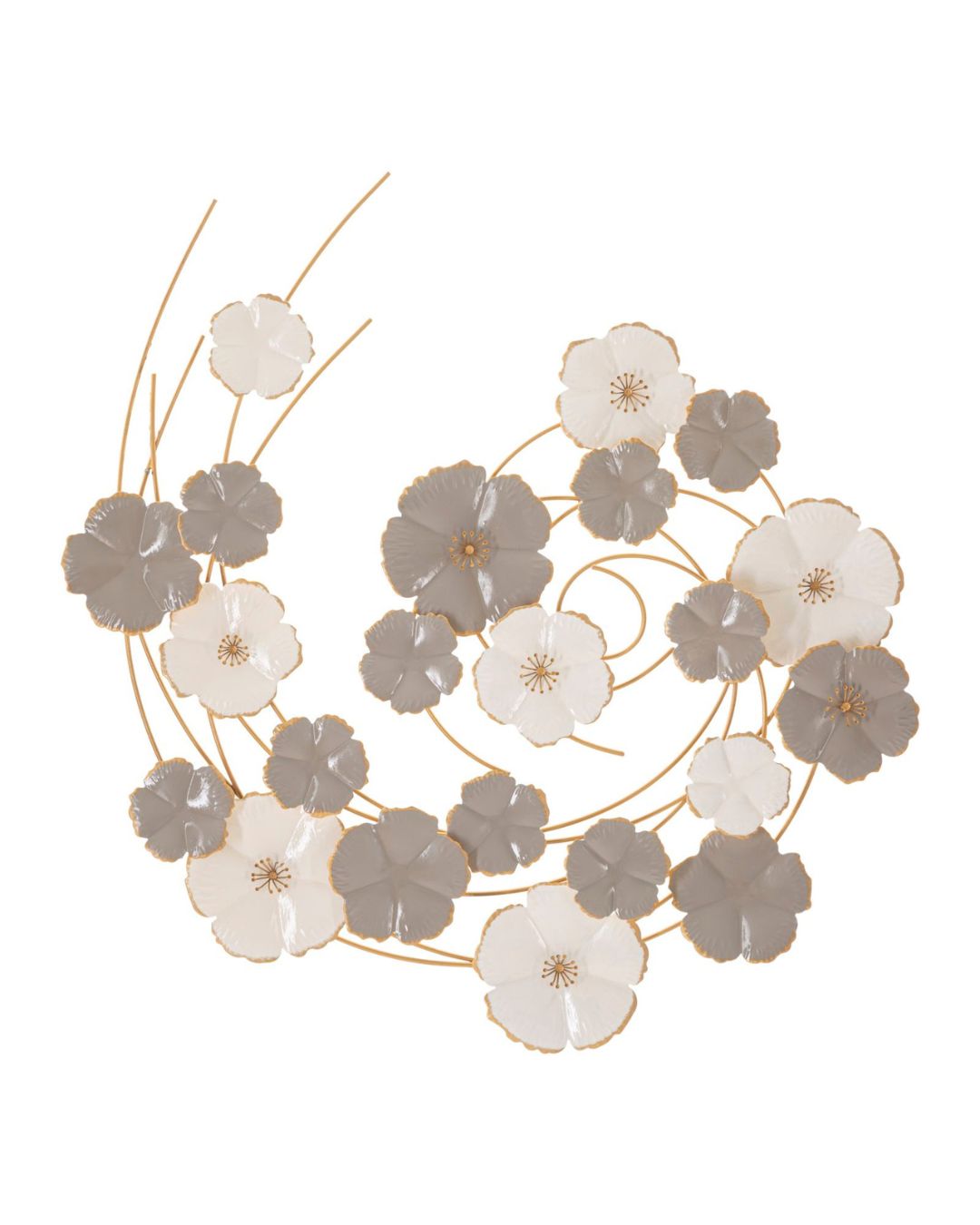 Panel decorativo floral 3D en metal multicolor de 63,5 x 5 x 67,9 cm.