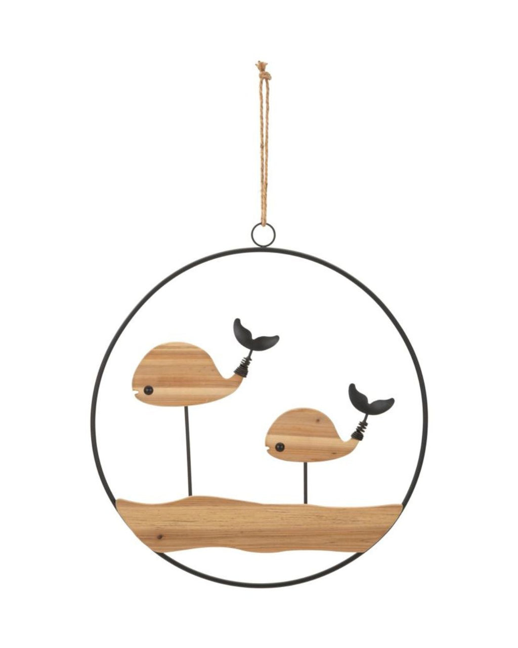 Panel decorativo metálico 3D con ballenas marrones, 56x2x60 cm
