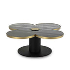 Mesa de Centro 91x91x33 Granito Negro/Metal Dorado/Negro