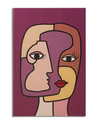 Rostro cubista multicolor pintado sobre lienzo, 60x3x90 cm