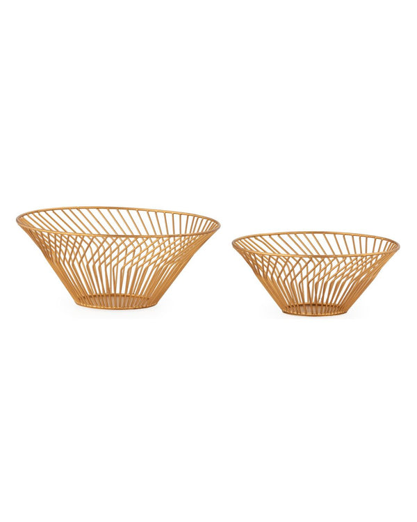 Set de 2 centros de mesa 12x5x12 / 10x4,5x10 cm de metal dorado