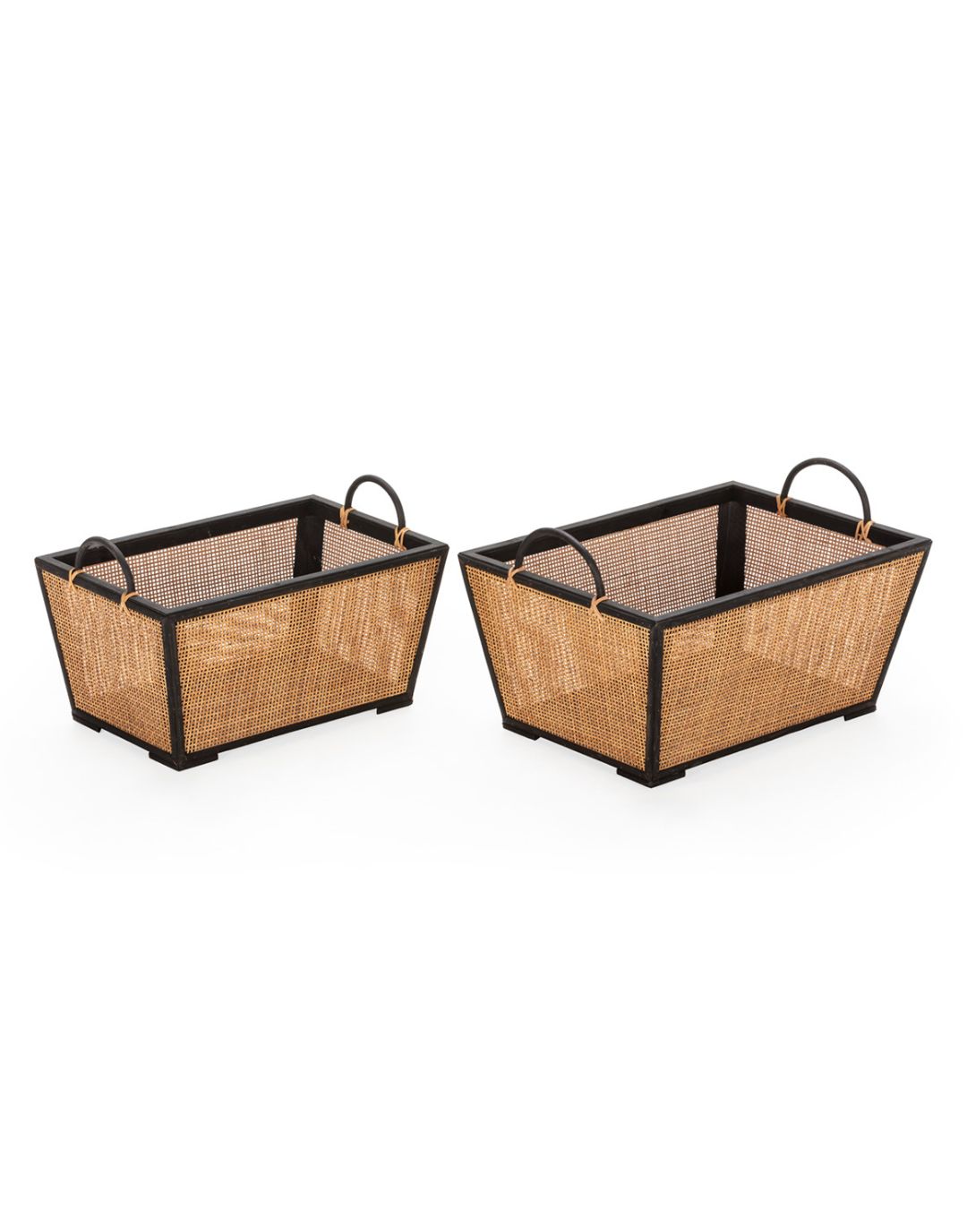 SET/2 CESTO 52x35x30 / 47x28x28 MADERA NEGRO/RATAN NATURAL
