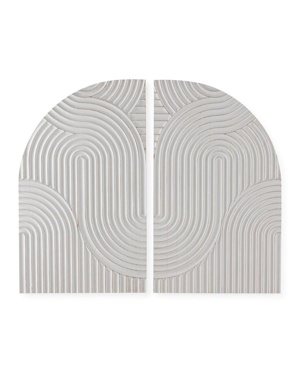 Set de 2 esculturas 60x3x100 cm de madera blanca